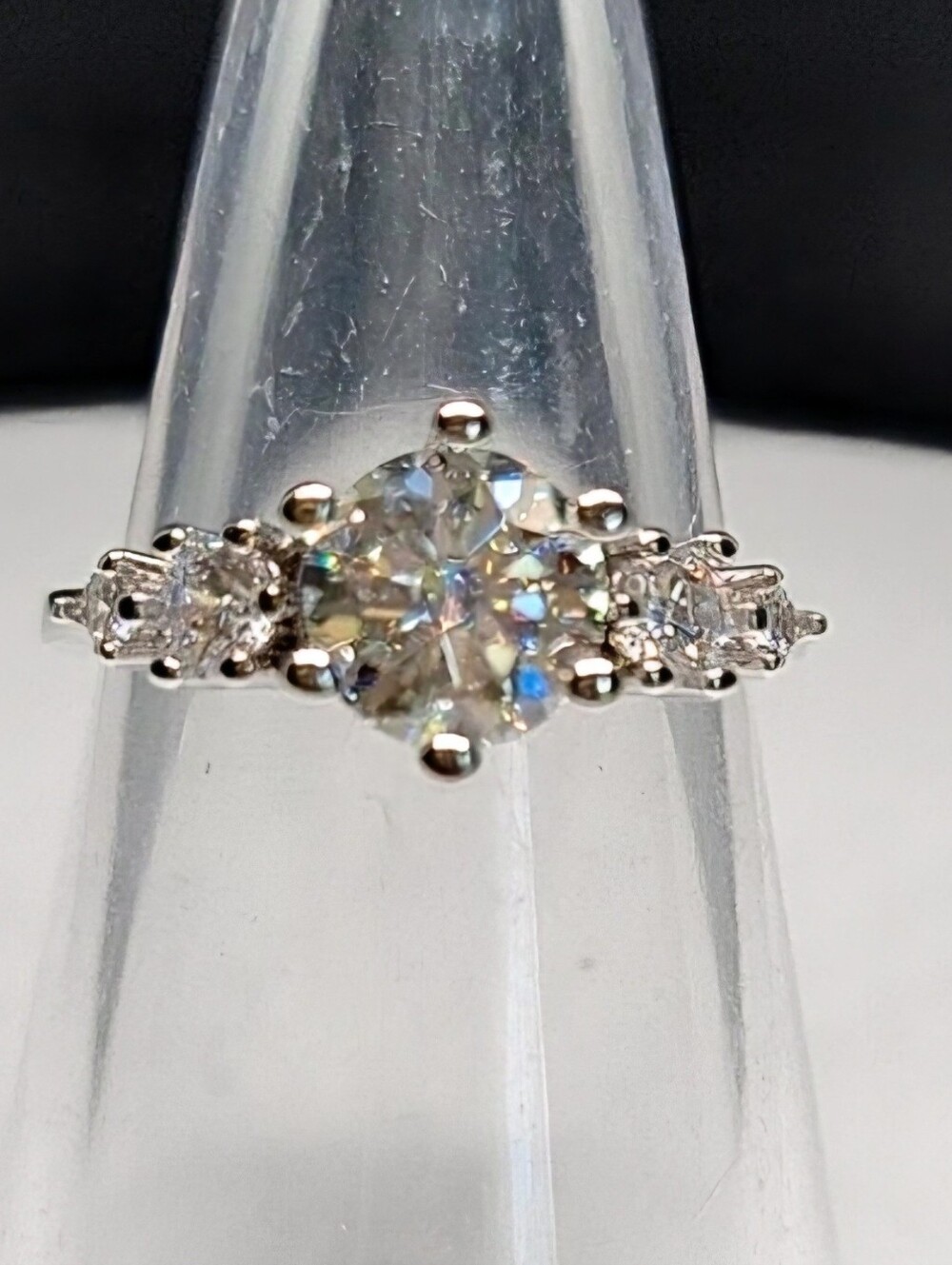Brilliant Round-Cut 5 Stone Moissanite 14k GP Ring